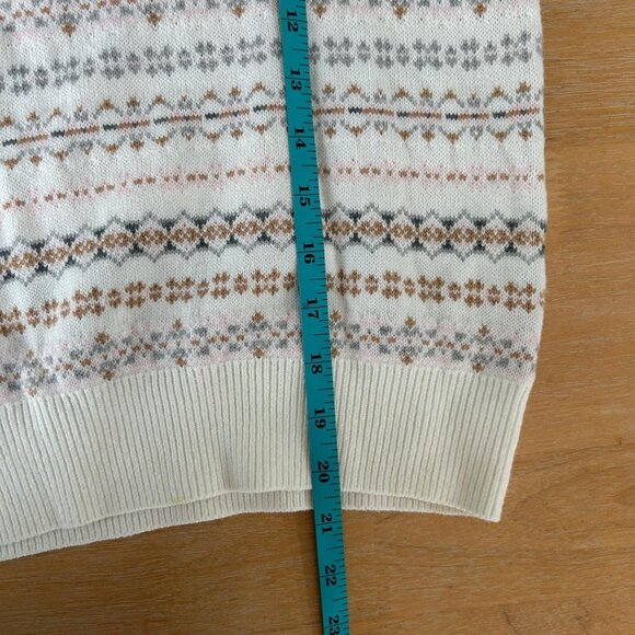Janie‎ and Jack Sweater Girls 12 Ivory Fair Isle Turtleneck Pullover Knit Winter - Picture 9 of 9